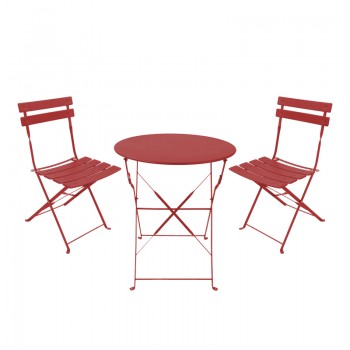 Τραπεζαρία Bistro pakoworld σετ 3τεμ μεταλλική αναδιπλούμενη σε terracotta απόχρωση Φ60x71εκ Τραπεζαρία Bistro pakoworld σετ 3τεμ μεταλλική αναδιπλούμενη σε terracotta απόχρωση Φ60x71εκ