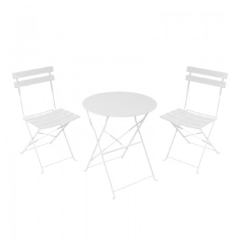 Τραπεζαρία Bistro pakoworld σετ 3τεμ μεταλλική αναδιπλούμενη σε λευκή απόχρωση Φ60x71εκ Τραπεζαρία Bistro pakoworld σετ 3τεμ μεταλλική αναδιπλούμενη σε λευκή απόχρωση Φ60x71εκ