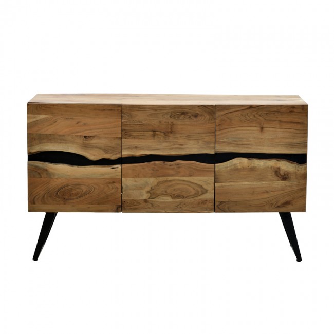 Μπουφές Imena pakoworld μασίφ ξύλο Acacia σε φυσική απόχρωση με μαύρα μεταλλικά πόδια 148x43.5x86εκ Μπουφές Imena pakoworld μασίφ ξύλο Acacia σε φυσική απόχρωση με μαύρα μεταλλικά πόδια 148x43.5x86εκ