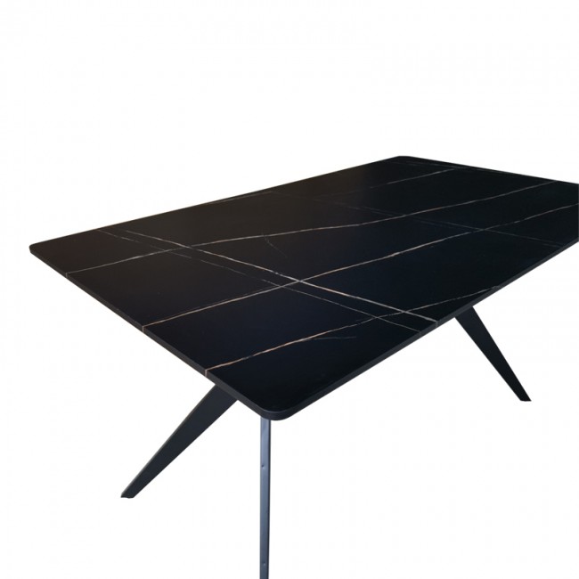 Τραπέζι Ezali pakoworld mdf μαύρη όψη μαρμάρου με μαύρα μεταλλικά πόδια 140x80x75εκ Τραπέζι Ezali pakoworld mdf μαύρη όψη μαρμάρου με μαύρα μεταλλικά πόδια 140x80x75εκ