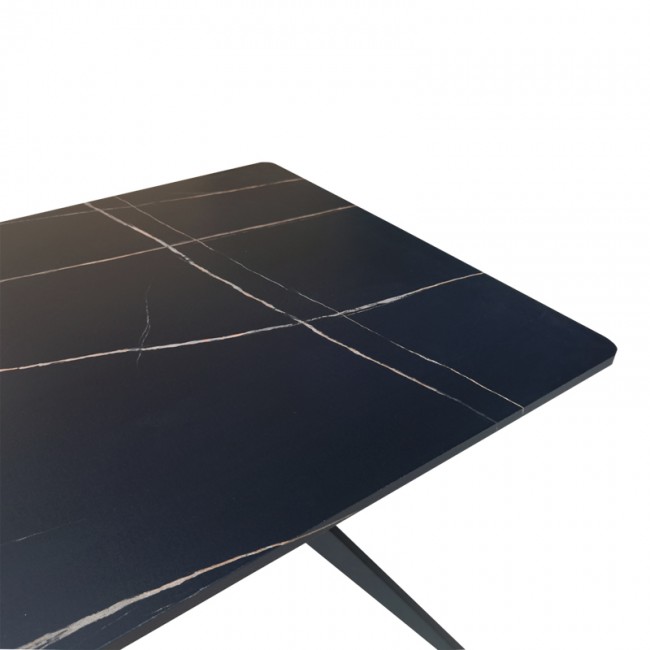 Τραπέζι Ezali pakoworld mdf μαύρη όψη μαρμάρου με μαύρα μεταλλικά πόδια 140x80x75εκ Τραπέζι Ezali pakoworld mdf μαύρη όψη μαρμάρου με μαύρα μεταλλικά πόδια 140x80x75εκ