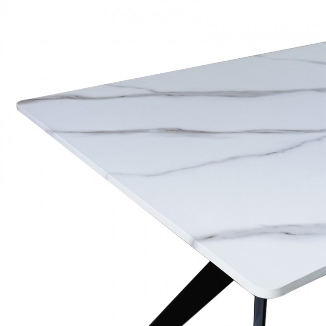 Τραπέζι Ezali pakoworld mdf λευκή όψη μαρμάρου με μαύρα μεταλλικά πόδια 140x80x75εκ Τραπέζι Ezali pakoworld mdf λευκή όψη μαρμάρου με μαύρα μεταλλικά πόδια 140x80x75εκ
