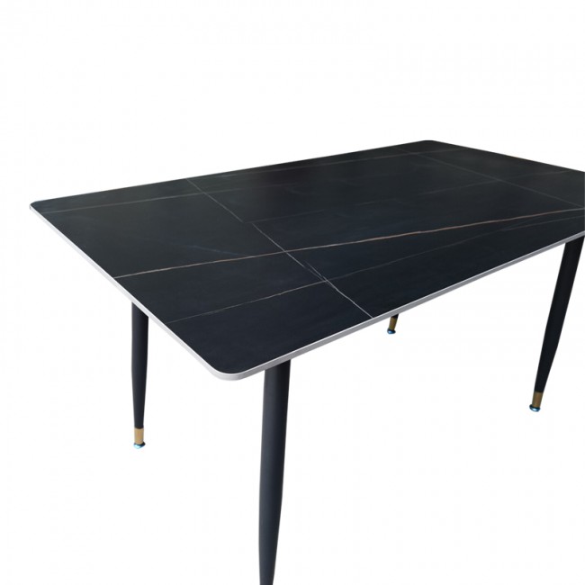 Τραπέζι Pembe pakoworld sintered stone μαύρη όψη μαρμάρου με μαύρα μεταλλικά πόδια 140x80x75εκ Τραπέζι Pembe pakoworld sintered stone μαύρη όψη μαρμάρου με μαύρα μεταλλικά πόδια 140x80x75εκ