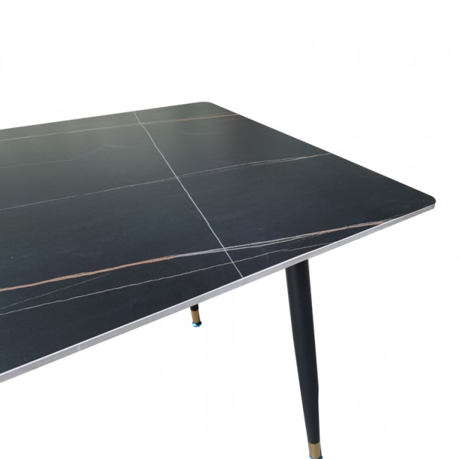 Τραπέζι Pembe pakoworld sintered stone μαύρη όψη μαρμάρου με μαύρα μεταλλικά πόδια 140x80x75εκ Τραπέζι Pembe pakoworld sintered stone μαύρη όψη μαρμάρου με μαύρα μεταλλικά πόδια 140x80x75εκ