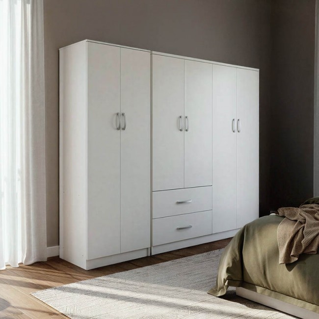 Ντουλάπα εξάφυλλη Lego Ι pakoworld λευκή 200,5x42x180εκ Ντουλάπα εξάφυλλη Lego Ι pakoworld λευκή 200,5x42x180εκ