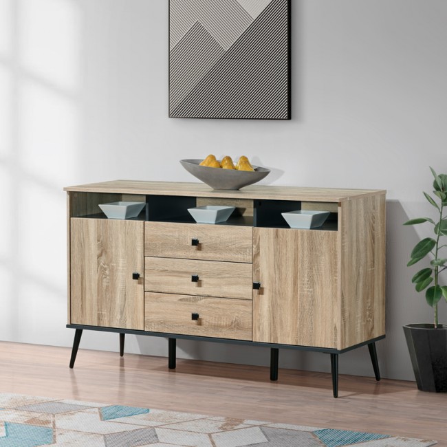 Μπουφές Zezan pakoworld σε sonoma-ανθρακί απόχρωση 140.5x41.5x80εκ Μπουφές Zezan pakoworld σε sonoma-ανθρακί απόχρωση 140.5x41.5x80εκ