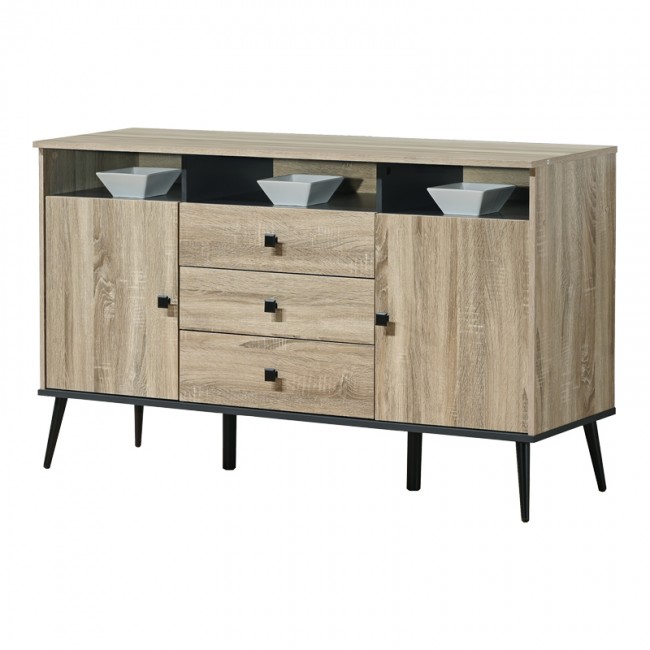 Μπουφές Zezan pakoworld σε sonoma-ανθρακί απόχρωση 140.5x41.5x80εκ Μπουφές Zezan pakoworld σε sonoma-ανθρακί απόχρωση 140.5x41.5x80εκ