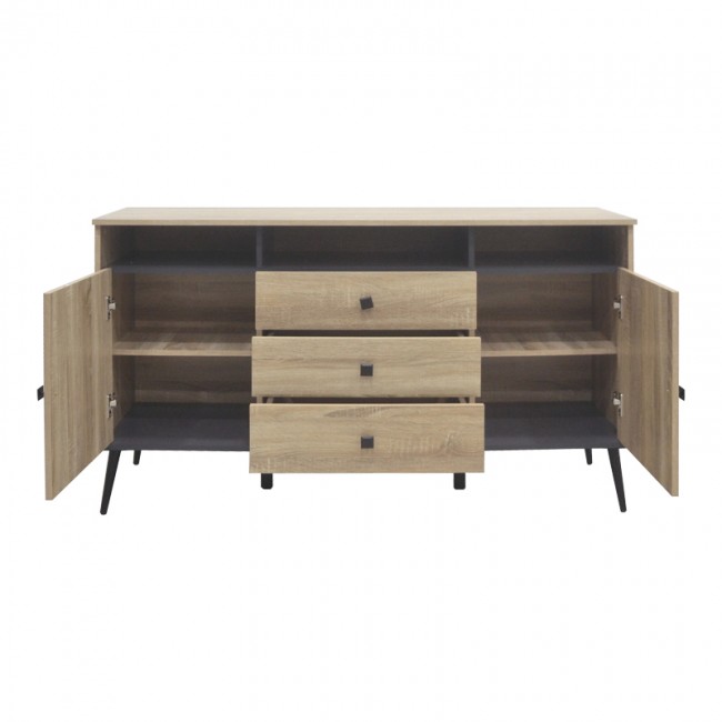 Μπουφές Zezan pakoworld σε sonoma-ανθρακί απόχρωση 140.5x41.5x80εκ Μπουφές Zezan pakoworld σε sonoma-ανθρακί απόχρωση 140.5x41.5x80εκ