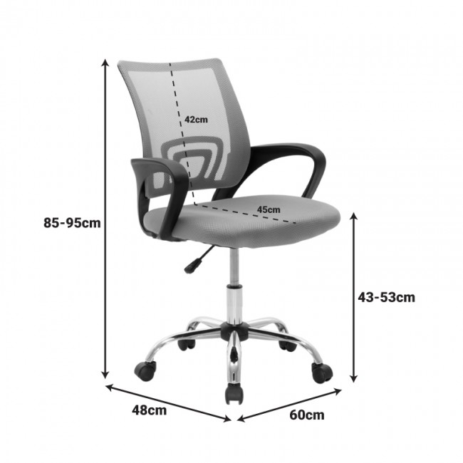 Καρέκλα γραφείου Berto II pakoworld με ανάκλιση ύφασμα mesh σε μπλε-μαύρη απόχρωση και βάση χρωμίου 60x48x85-95εκ