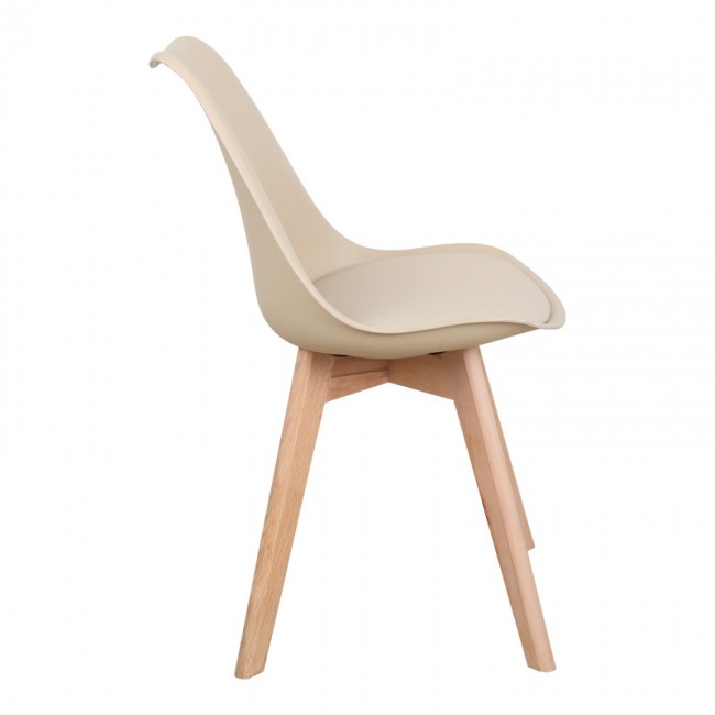 Τραπεζαρία Elijah-Gaston pakoworld σετ 3τεμ pp-pu σε taupe-λευκή απόχρωση με φυσικό πόδι Φ60x74εκ Τραπεζαρία Elijah-Gaston pakoworld σετ 3τεμ pp-pu σε taupe-λευκή απόχρωση με φυσικό πόδι Φ60x74εκ