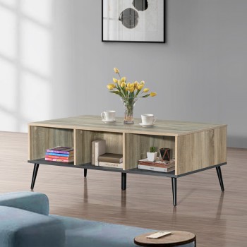 Τραπέζι σαλονιού Zezan pakoworld σε sonoma-ανθρακί απόχρωση 121x60x44.5εκ Τραπέζι σαλονιού Zezan pakoworld σε sonoma-ανθρακί απόχρωση 121x60x44.5εκ