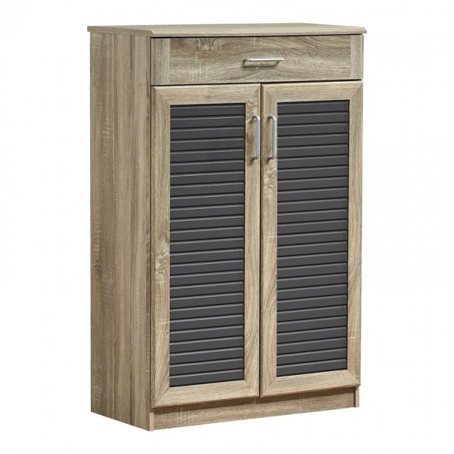 Παπουτσοθήκη-ντουλάπι Sante pakoworld 20 ζεύγων σε sonoma-ανθρακί απόχρωση 80x37x123εκ