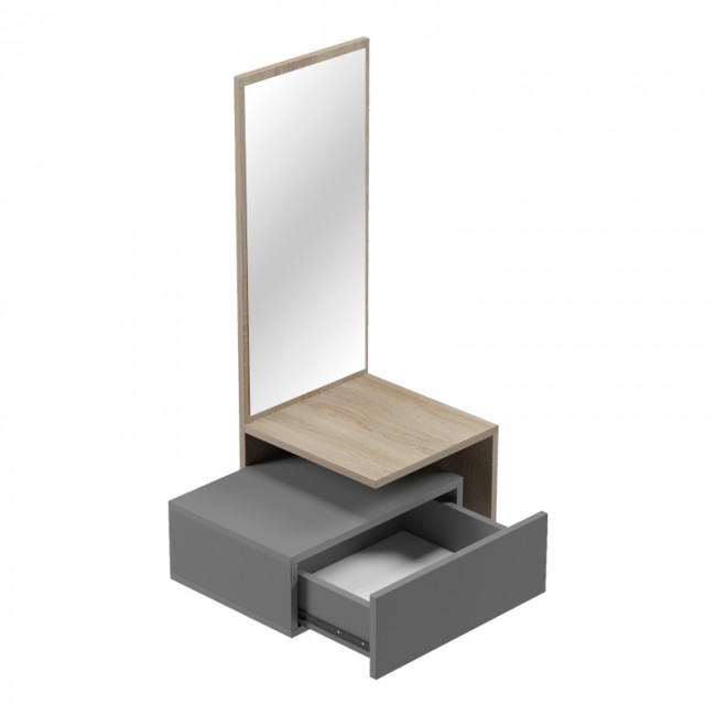 Τουαλέτα κρεβατοκάμαρας Kendi pakoworld κρεμαστή με καθρέπτη σε γκρι-sonoma απόχρωση 49.1x31.3x90εκ