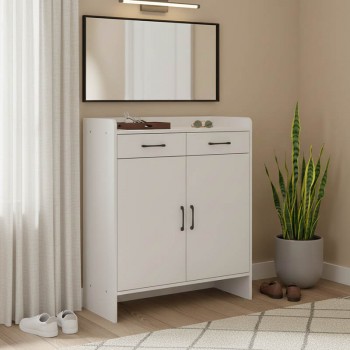 Παπουτσοθήκη Gazen pakoworld 12 ζεύγων με συρτάρια σε λευκή απόχρωση 80x33x100εκ