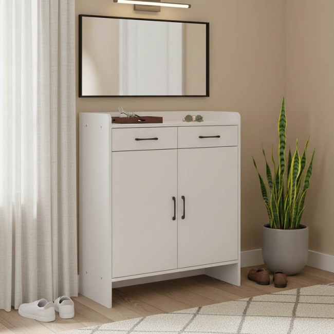 Παπουτσοθήκη Gazen pakoworld 12 ζεύγων με συρτάρια σε λευκή απόχρωση 80x33x100εκ