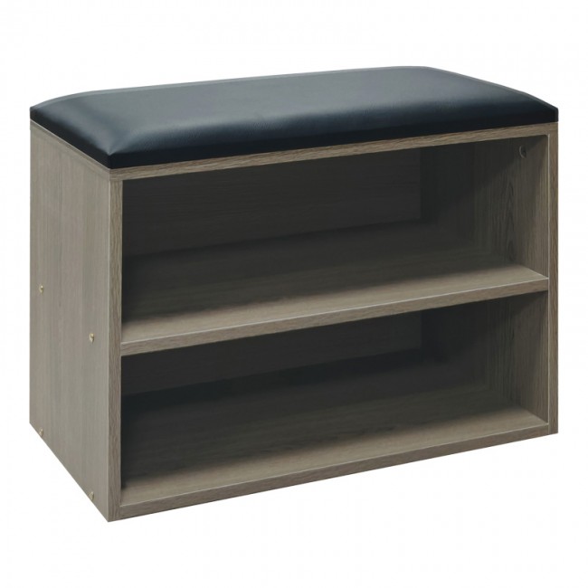 Παπουτσοθήκη-Σκαμπό Kiana pakoworld 4 ζεύγων με μαξιλάρι σε γκρι-oak απόχρωση 60x32x44εκ