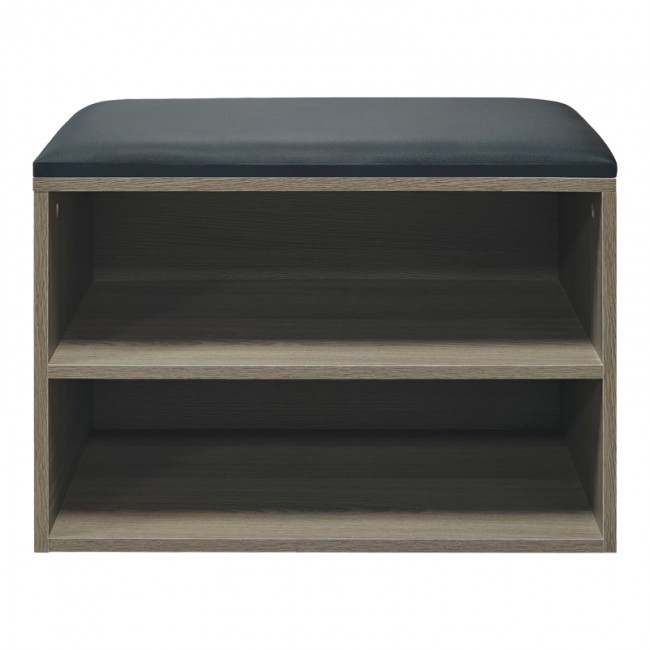 Παπουτσοθήκη-Σκαμπό Kiana pakoworld 4 ζεύγων με μαξιλάρι σε γκρι-oak απόχρωση 60x32x44εκ