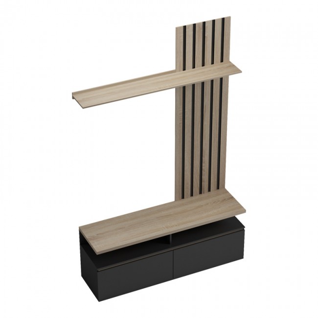 Σύνθετο σαλονιού Perlento pakoworld σε μαύρο με sonoma απόχρωση 140x41x219.5εκ Σύνθετο σαλονιού Perlento pakoworld σε μαύρο με sonoma απόχρωση 140x41x219.5εκ