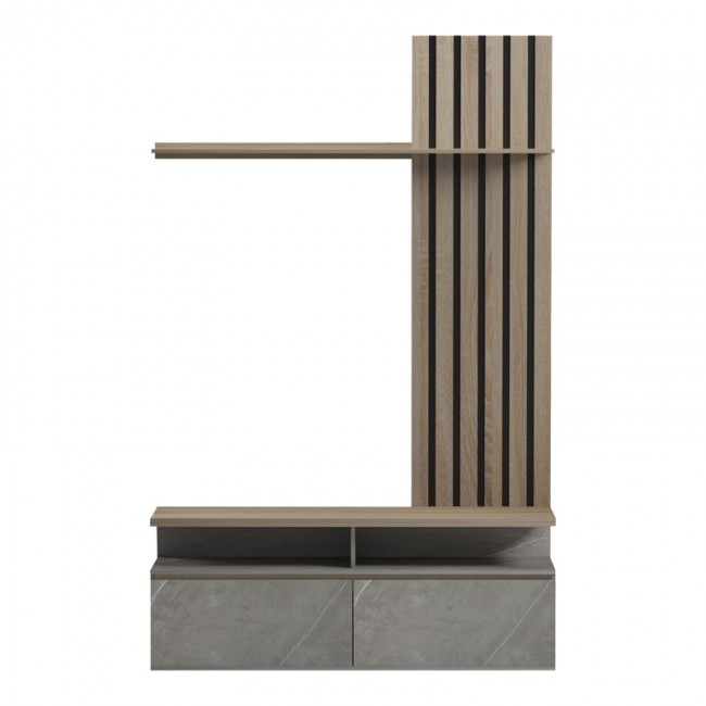 Σύνθετο σαλονιού Perlento pakoworld σε μπεζ μαρμάρου με sonoma απόχρωση 140x41x219.5εκ Σύνθετο σαλονιού Perlento pakoworld σε μπεζ μαρμάρου με sonoma απόχρωση 140x41x219.5εκ