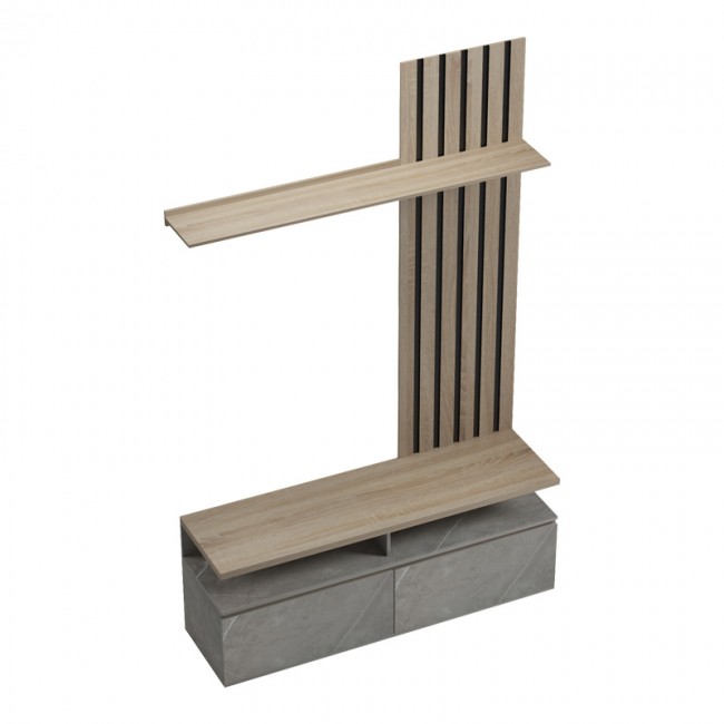 Σύνθετο σαλονιού Perlento pakoworld σε μπεζ μαρμάρου με sonoma απόχρωση 140x41x219.5εκ Σύνθετο σαλονιού Perlento pakoworld σε μπεζ μαρμάρου με sonoma απόχρωση 140x41x219.5εκ