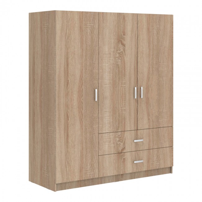 Ντουλάπα τρίφυλλη Royal pakoworld με συρτάρια sonoma 150x58x177εκ Ντουλάπα τρίφυλλη Royal pakoworld με συρτάρια sonoma 150x58x177εκ