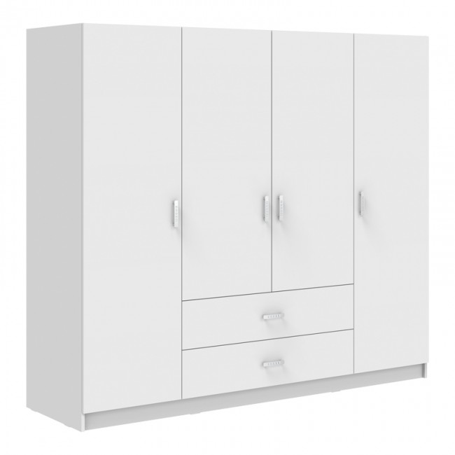 Ντουλάπα τετράφυλλη Royal pakoworld με συρτάρια λευκό 200x58x177εκ Ντουλάπα τετράφυλλη Royal pakoworld με συρτάρια λευκό 200x58x177εκ