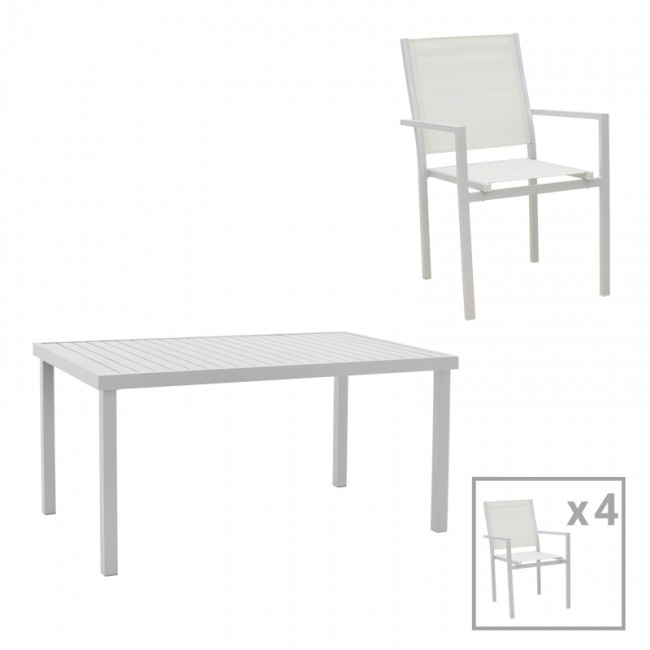 Τραπεζαρία Zacreta-Kliton σετ 5τεμ pakoworld αλουμίνιο σε λευκή απόχρωση 150x80x74εκ Τραπεζαρία Zacreta-Kliton σετ 5τεμ pakoworld αλουμίνιο σε λευκή απόχρωση 150x80x74εκ