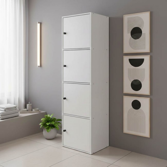 Ντουλάπι-στήλη Gabino pakoworld σε λευκή απόχρωση 40x39x158εκ Ντουλάπι-στήλη Gabino pakoworld σε λευκή απόχρωση 40x39x158εκ