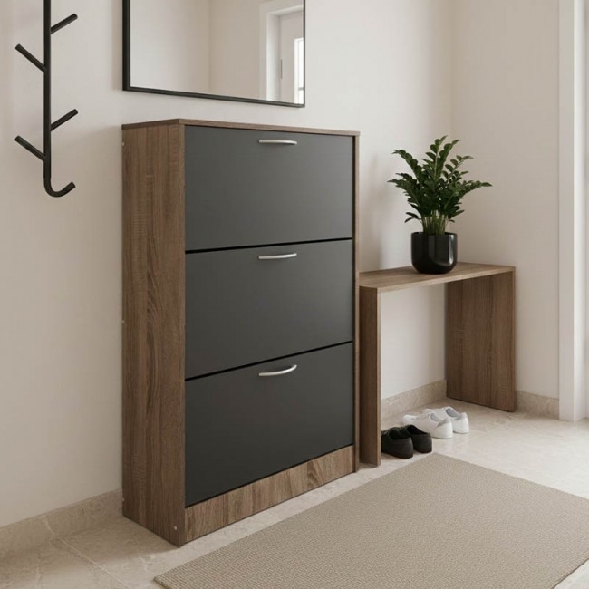 Παπουτσοθήκη Savaz pakoworld σε oak-ανθρακί απόχρωση 60x24x114εκ Παπουτσοθήκη Savaz pakoworld σε oak-ανθρακί απόχρωση 60x24x114εκ