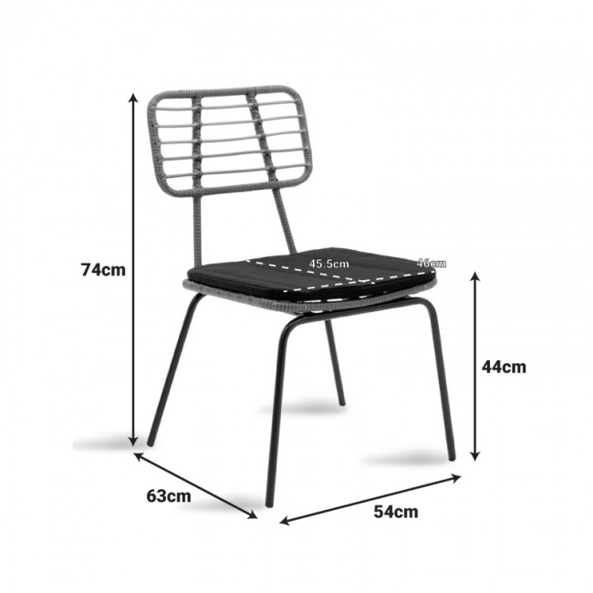 Καρέκλα Naoki pakoworld μέταλλο μαύρο-pe γκρι Καρέκλα Naoki pakoworld μέταλλο μαύρο-pe γκρι