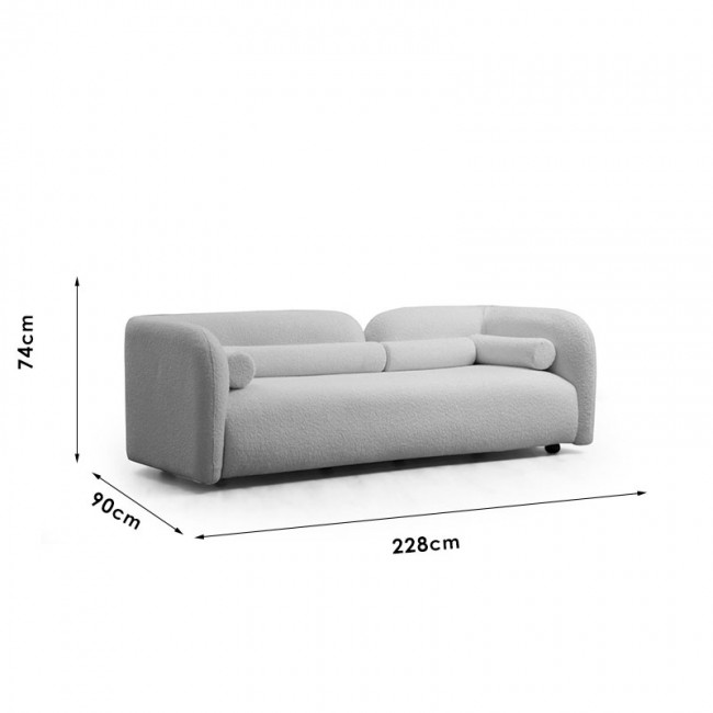 Καναπές 3θέσιος Tranquil I pakoworld ύφασμα μπουκλέ κρεμ 228x90x74εκ Καναπές 3θέσιος Tranquil I pakoworld ύφασμα μπουκλέ κρεμ 228x90x74εκ