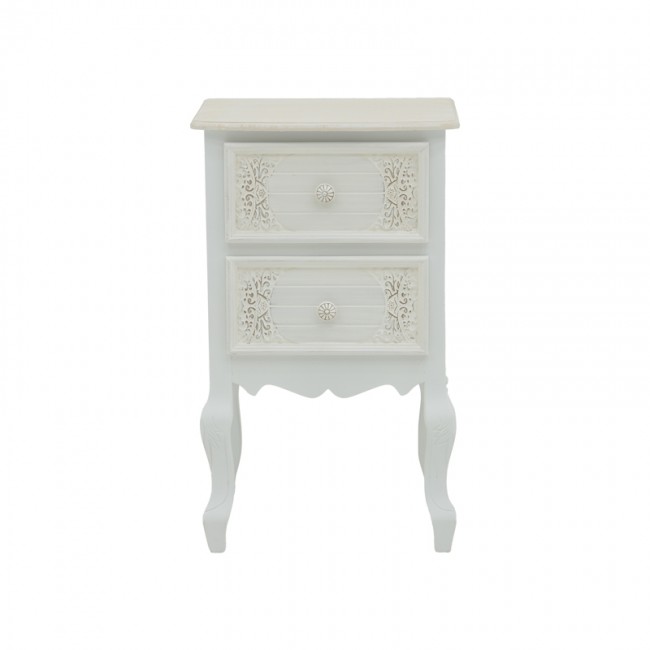 Κομοδίνο Pazlen Inart mdf σε λευκή αντικέ απόχρωση 40x45x65εκ