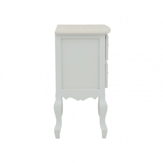 Κομοδίνο Pazlen Inart mdf σε λευκή αντικέ απόχρωση 40x45x65εκ