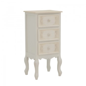 Κομοδίνο Pazlen Inart mdf σε λευκή αντικέ απόχρωση 40x34.5x82εκ