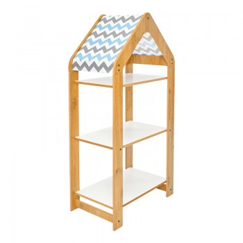 Ραφιέρα τ. Montessori Zoilen I pakoworld λευκό-φυσικό-μπλε mdf 50x30x100εκ