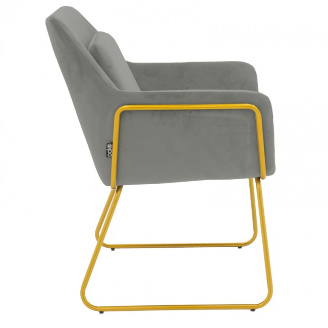 Πολυθρόνα Mira pakoworld βελούδο γκρι-χρυσό 65x69x86εκ Πολυθρόνα Mira pakoworld βελούδο γκρι-χρυσό 65x69x86εκ
