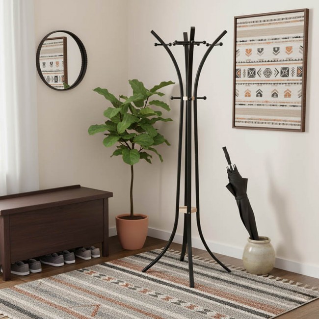 Καλόγερος ρούχων Bamile pakoworld μαύρο μέταλλο και rubberwood σε φυσική απόχρωση 51x63x175εκ Καλόγερος ρούχων Bamile pakoworld μαύρο μέταλλο και rubberwood σε φυσική απόχρωση 51x63x175εκ