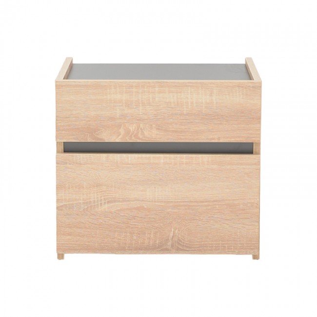 Κομοδίνο Comcie pakoworld σε φυσικό με γκρι απόχρωση 50x42x45.5εκ