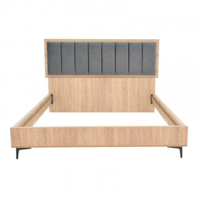 Κρεβάτι διπλό Monacol pakoworld σε φυσική με ανθρακί απόχρωση 160x200εκ Κρεβάτι διπλό Monacol pakoworld σε φυσική με ανθρακί απόχρωση 160x200εκ