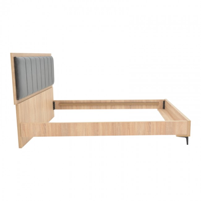 Κρεβάτι διπλό Monacol pakoworld σε φυσική με ανθρακί απόχρωση 160x200εκ Κρεβάτι διπλό Monacol pakoworld σε φυσική με ανθρακί απόχρωση 160x200εκ