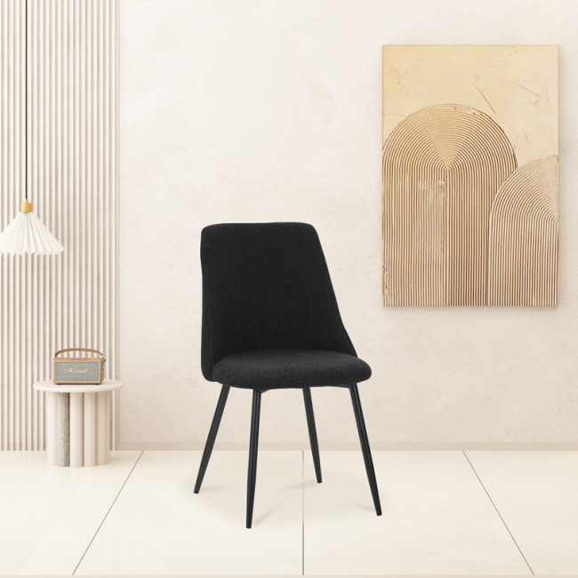 Καρέκλα Giselle pakoworld μπουκλέ ύφασμα σε μαύρη απόχρωση 51x52x82εκ Καρέκλα Giselle pakoworld μπουκλέ ύφασμα σε μαύρη απόχρωση 51x52x82εκ