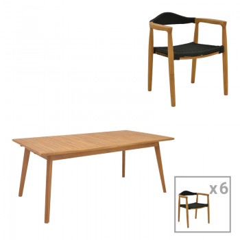 Τραπεζαρία 7 τεμ. Ganny-Pino pakoworld teak ξύλο σε φυσική - μαυρη απόχρωση 180/240x100x75εκ Τραπεζαρία 7 τεμ. Ganny-Pino pakoworld teak ξύλο σε φυσική - μαυρη απόχρωση 180/240x100x75εκ