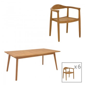 Τραπεζαρία 7 τεμ. Ganny-Pino pakoworld teak ξύλο σε φυσική απόχρωση 180/240x100x75εκ Τραπεζαρία 7 τεμ. Ganny-Pino pakoworld teak ξύλο σε φυσική απόχρωση 180/240x100x75εκ