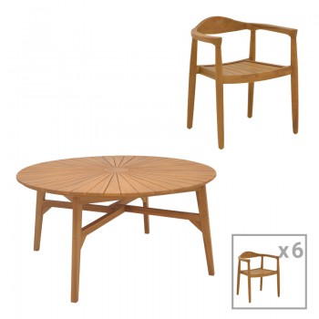 Τραπεζαρία 7τεμ. Ganny-Colen pakoworld teak ξύλο σε φυσική απόχρωση Φ150x75εκ Τραπεζαρία 7τεμ. Ganny-Colen pakoworld teak ξύλο σε φυσική απόχρωση Φ150x75εκ
