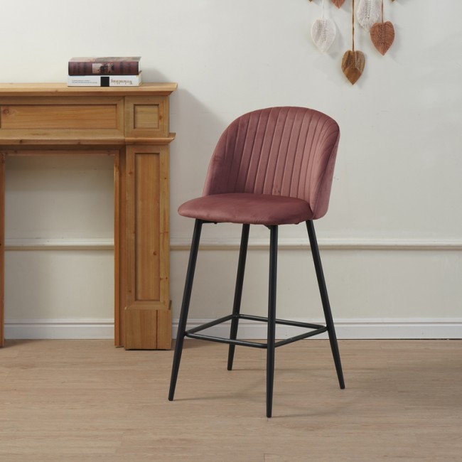 Σκαμπό μπαρ Barow pakoworld βελούδο σε σάπιο μήλο απόχρωση με μαύρα μεταλλικά πόδια 53x46.5x96.5 Σκαμπό μπαρ Barow pakoworld βελούδο σε σάπιο μήλο απόχρωση με μαύρα μεταλλικά πόδια 53x46.5x96.5