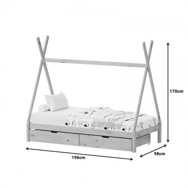 Παιδικό κρεβάτι Lalitto τ. Montessori με 2 συρτάρια pakoworld ξύλο πεύκου σε φυσική απόχρωση 90x190εκ