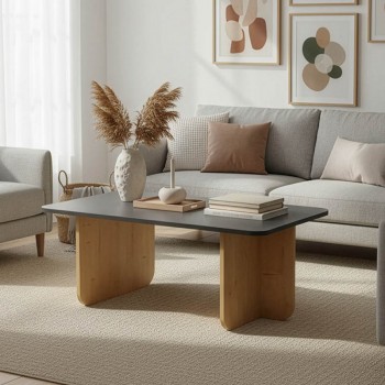 Τραπέζι Beca pakoworld σε oak-μαύρο απόχρωση 100x60x42εκ