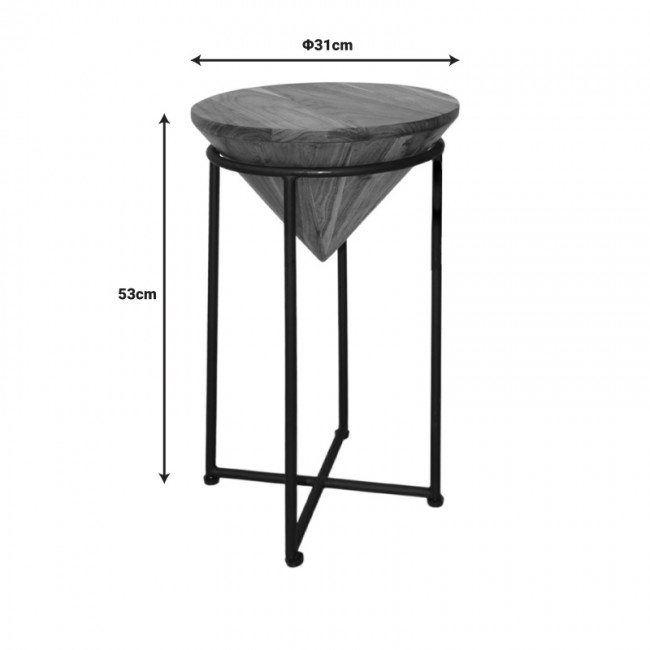 Βοηθητικό τραπέζι σαλονιού Miles I pakoworld μασίφ ξύλο ακακίας σε φυσική απόχρωση Φ31x53εκ