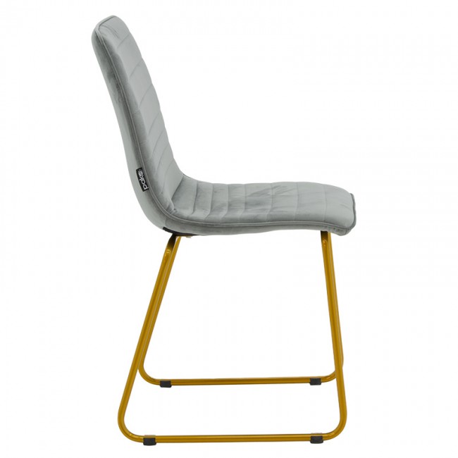 Καρέκλα Amalia pakoworld βελούδο γκρι-χρυσό πόδι Καρέκλα Amalia pakoworld βελούδο γκρι-χρυσό πόδι