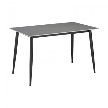 Τραπέζι Gustas pakoworld γκρι μαρμάρου sintered stone-μαύρο μέταλλο 140x80x75εκ Τραπέζι Gustas pakoworld γκρι μαρμάρου sintered stone-μαύρο μέταλλο 140x80x75εκ